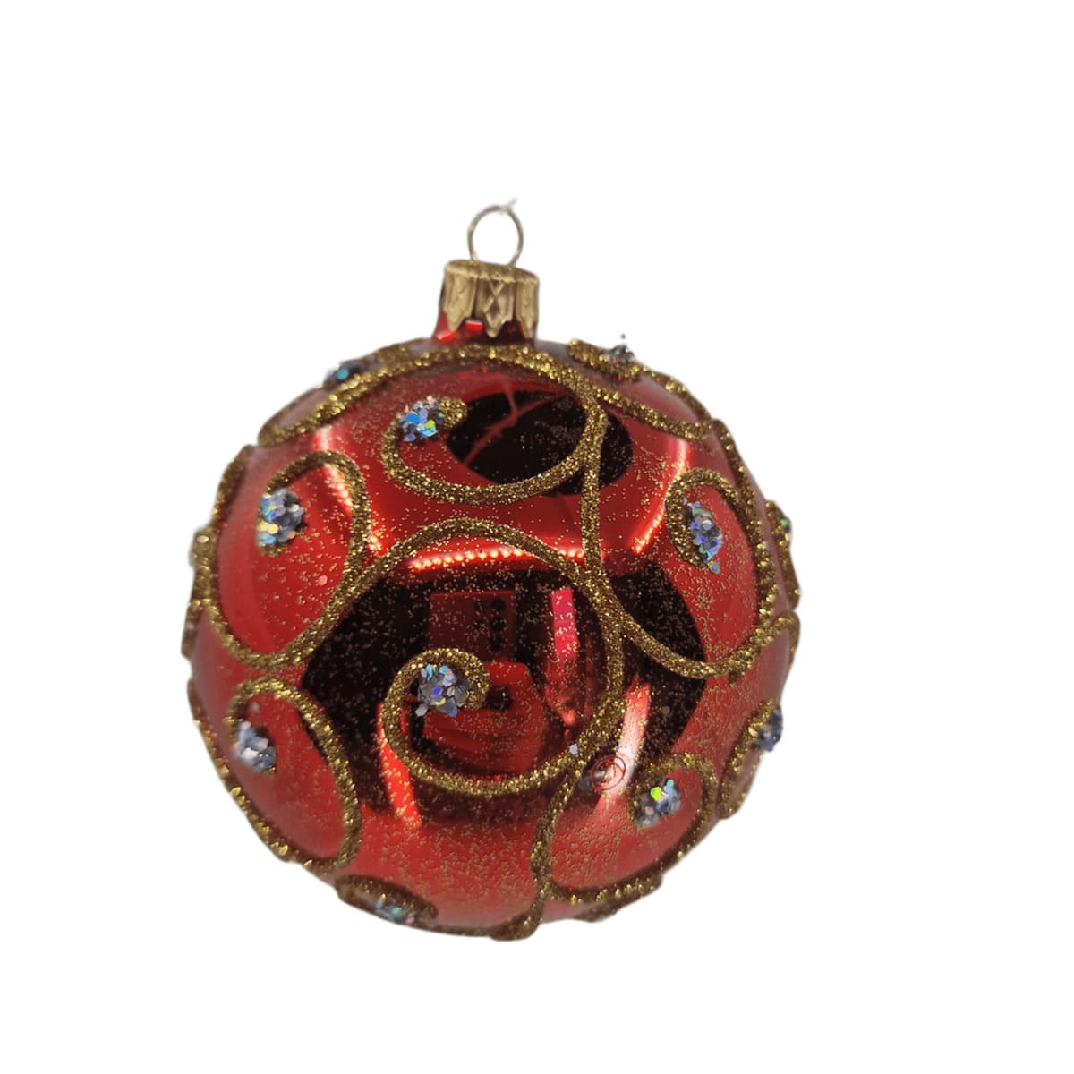 Acquista in Italia Confezione di 8 sfere rosse ed oro in vetro 10 cm di Nostalgie Christbaumschmuck