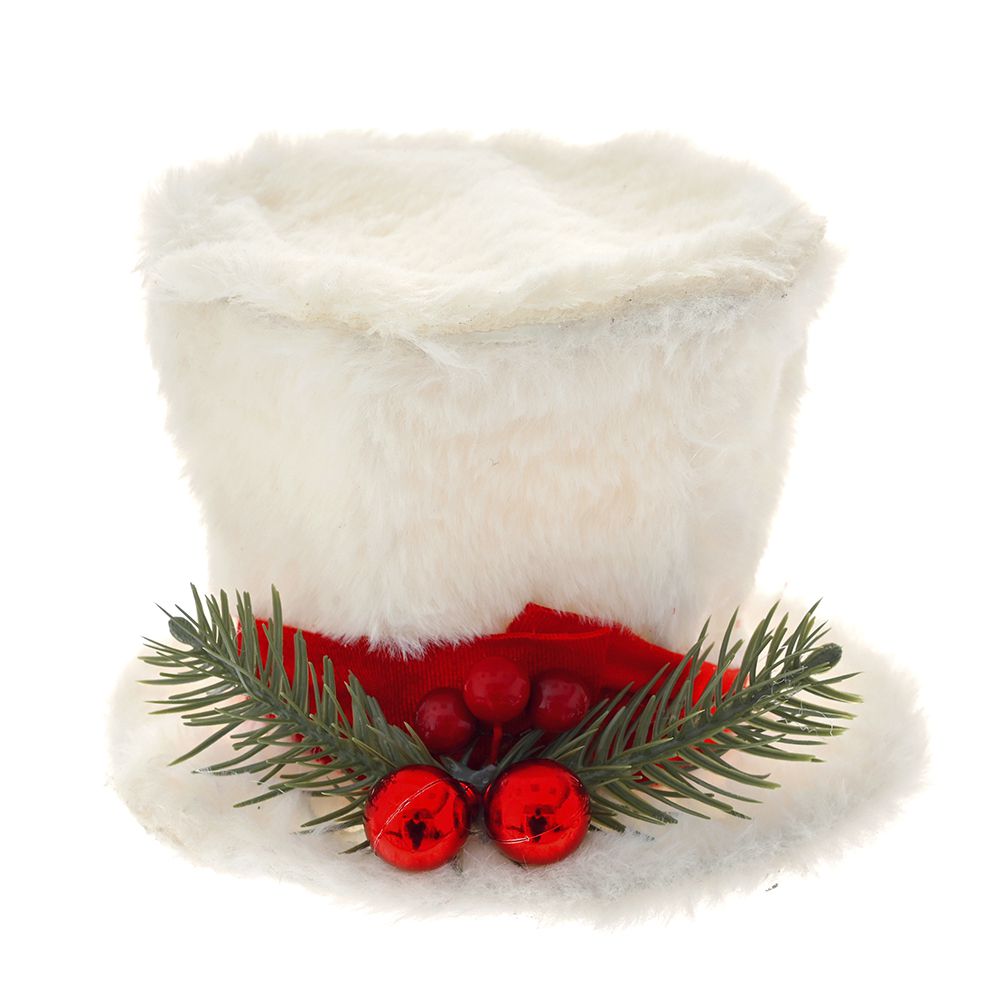 Decorazione di Natale in vendita Cappello piccolo natalizio in tessuto con nastro