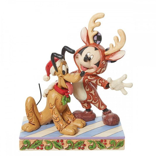 Jim Shore - Topolino e Pluto vestiti da Babbo Natale