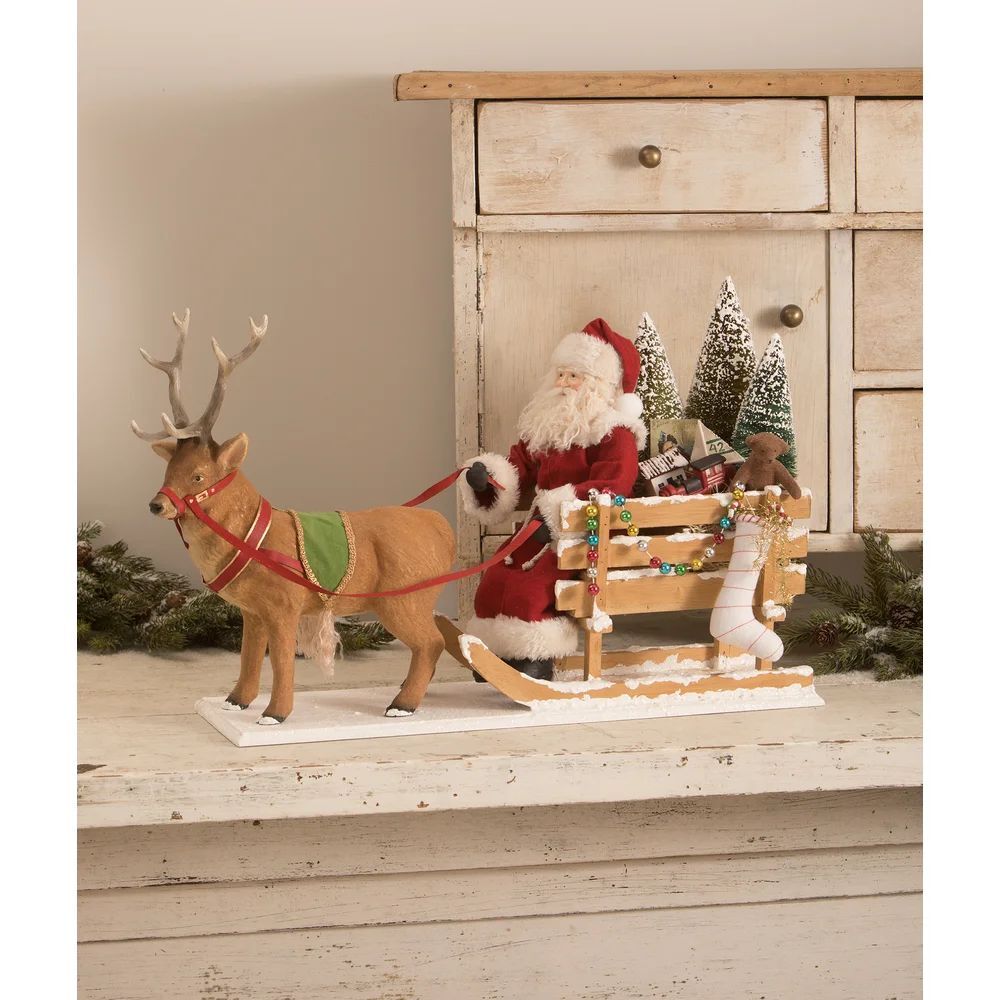 Bethany Lowe Santa Claus su slitta vintage