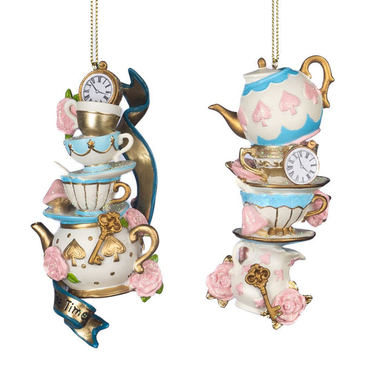 Set di 2 ornamenti teiera, tazza, zuccheriera Alice in Candyland Goodwill TR 20404