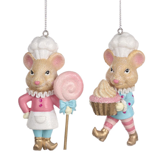 Set di 2 ornamenti topolini chef Candyland Goodwill MO 96323