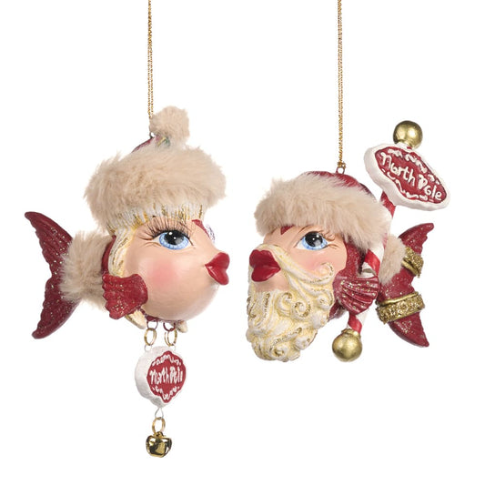 Set di 2 pesci natalizi Santa Claus e Mrs Claus Goodwill B 88050