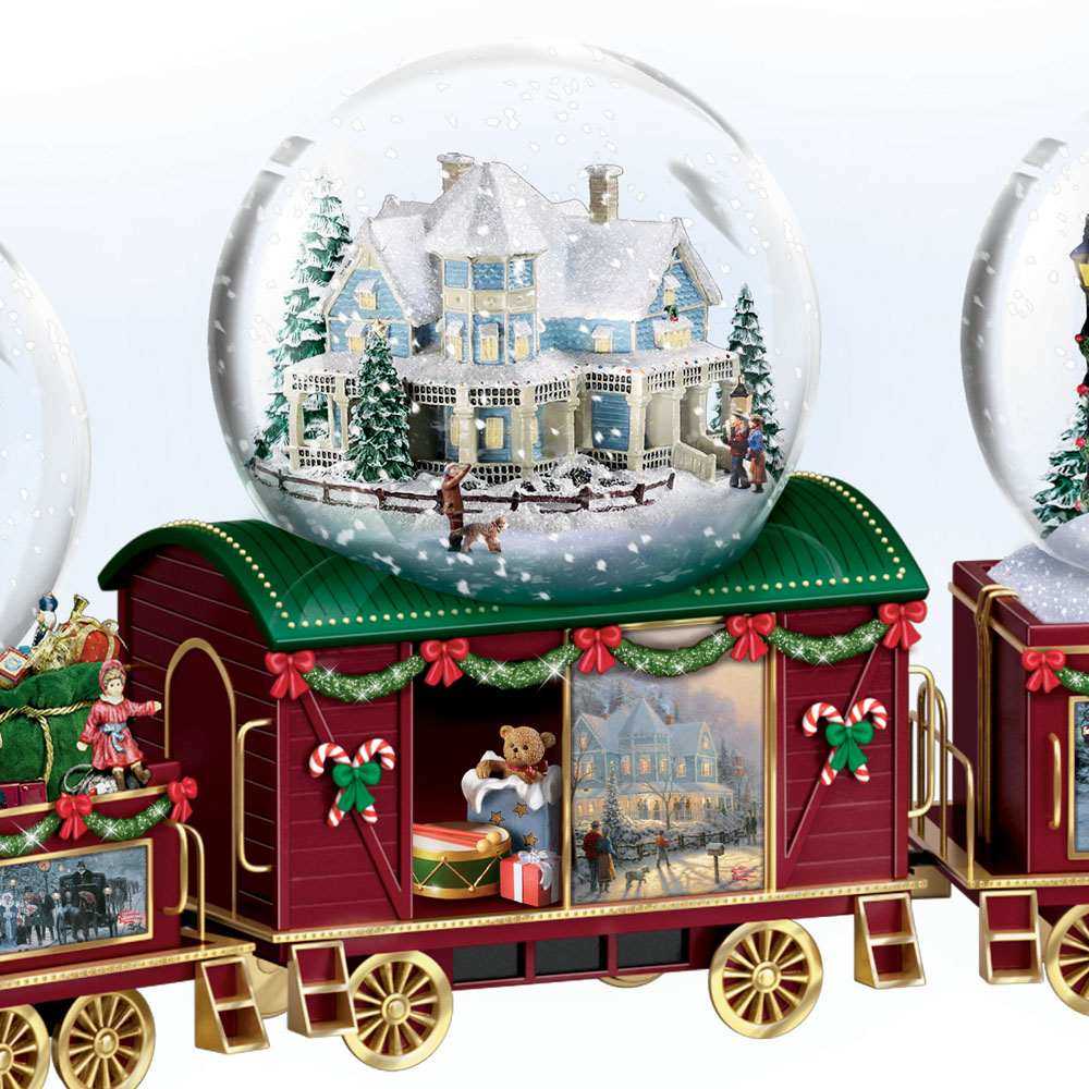 Thomas Kinkade Trenino Natalizio Snowglobe Set di 6